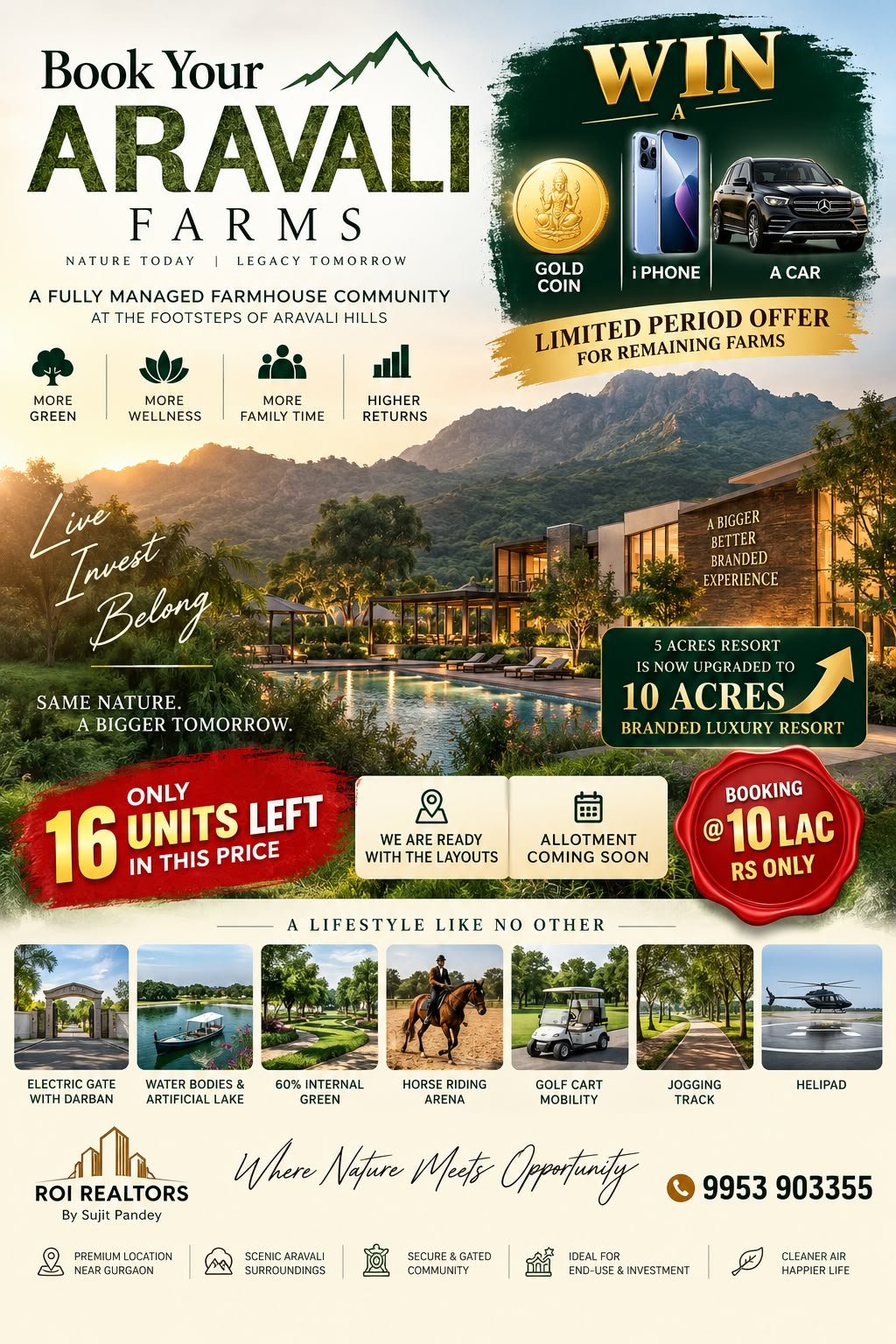 Fully managed farmhouse aerial view near Aravali Hills